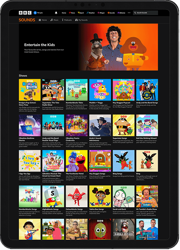 BBC Sounds Collections detail view on tablet